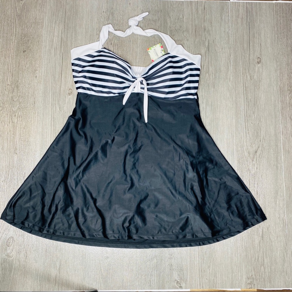 Hello Summer  3xl one piece dress swimsuit black